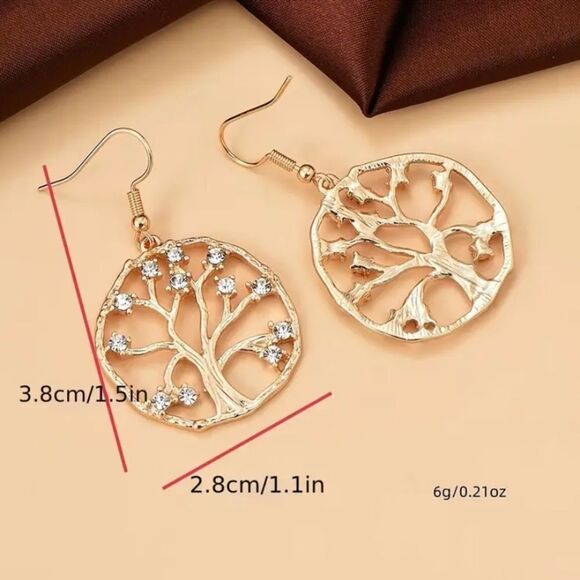 β¨πβ¨π
 Tree Of Life InlaidβSimulated Zircon 18K Plated Drop Dangle Earrings π
β¨ - Picture 8 of 12